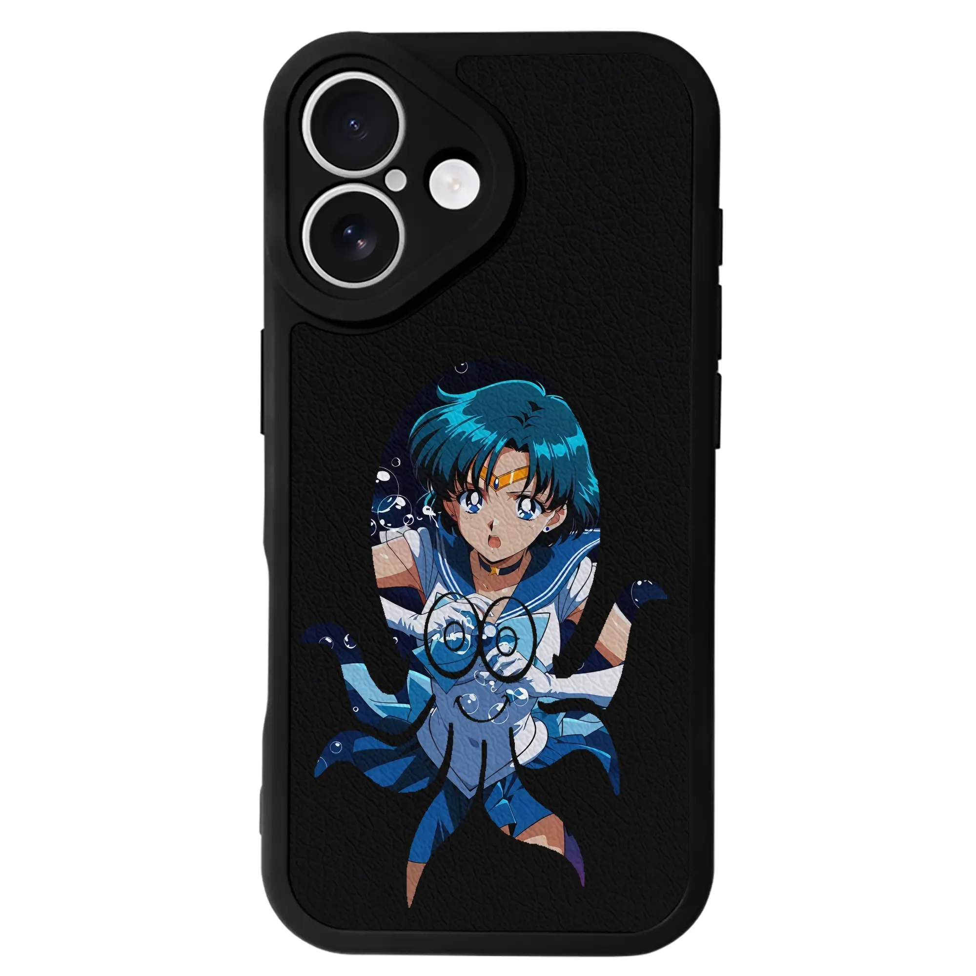 美少女戦士セーラームーン グッズ 水野 亜美 - IPhone 16シリーズ対応 ・ シリコンスマホケース ・ レザー調 ・ 高精度フィット ・ 耐衝撃 ・ ワイヤレス充電対応 ・ 精密カット